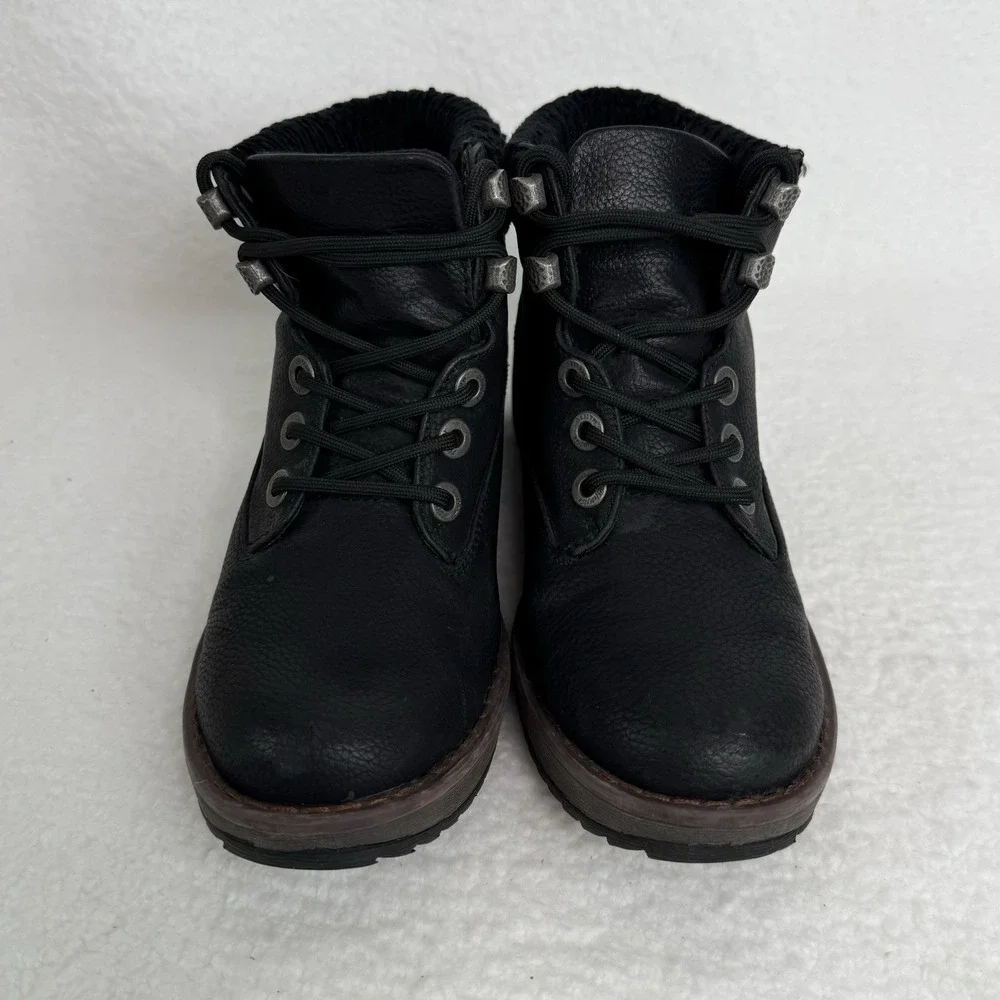 Blowfish Malibu Comet Lace‎ Up Ankle Bootie Knit Cuff Size 7.5 Black Gorpcore
